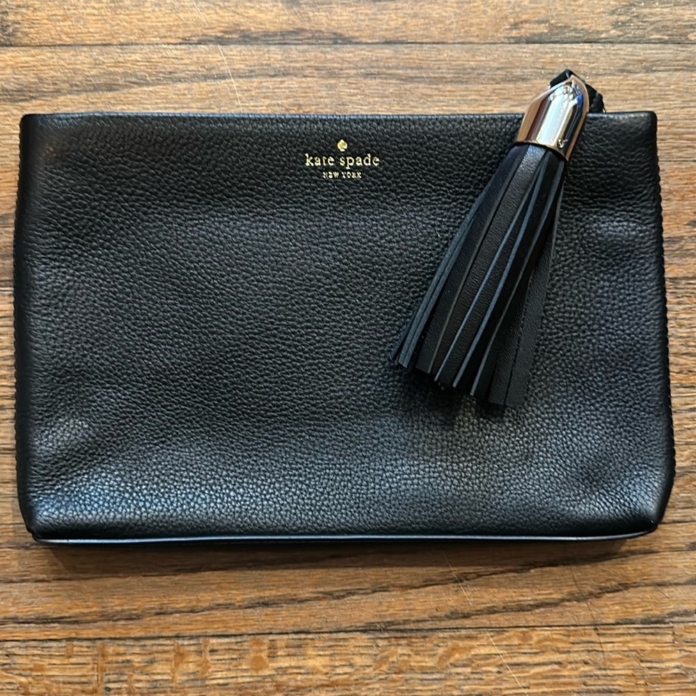 kate spade NEW YORK wickham place shala CLUTCH/POUCH black pebbled leather